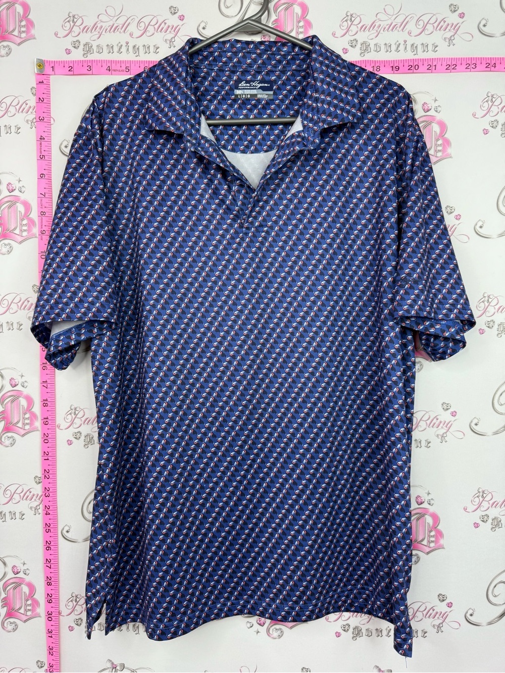 Hogan Men’s Navy Polo with Red Accent Micro-Print